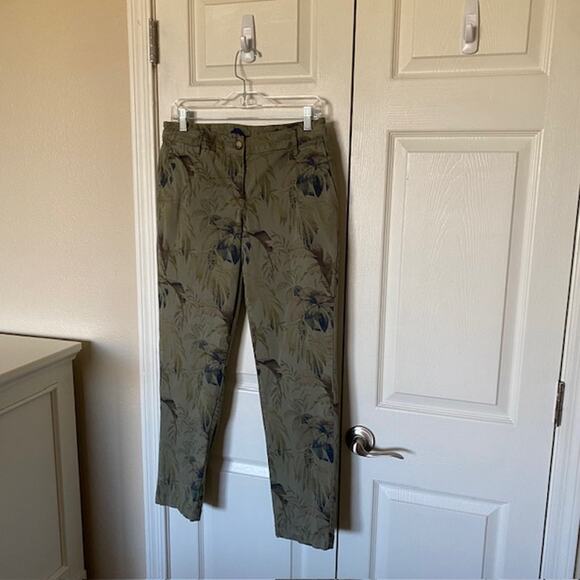 Tommy Bahama Straight Leg Pants Green Tropical‎ Floral Palm Print Women's 6 - Picture 11 of 11